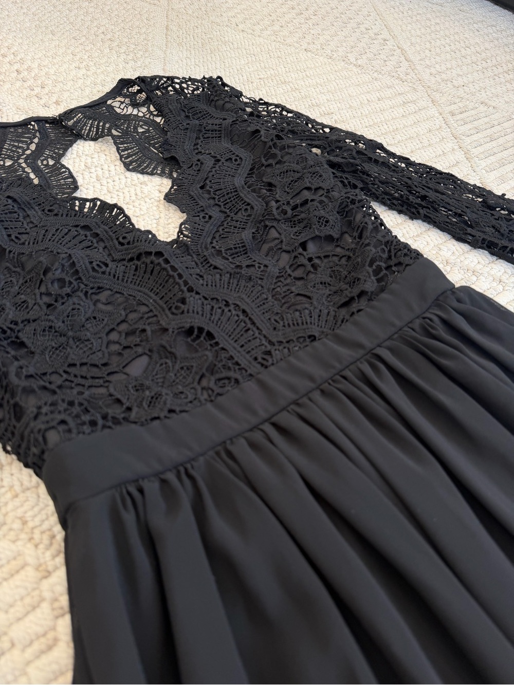 Lulus Awaken My Love Black Long Sleeve Lace Maxi Dress - Medium - Picture 5 of 11